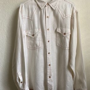 Ryan Michael Western Pearl Snap Shirt large White